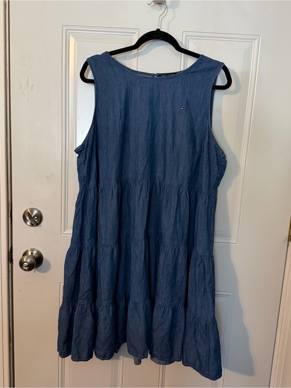 Tommy Hilfiger Sleeveless Tiered Denim Dress in Indigo Blue